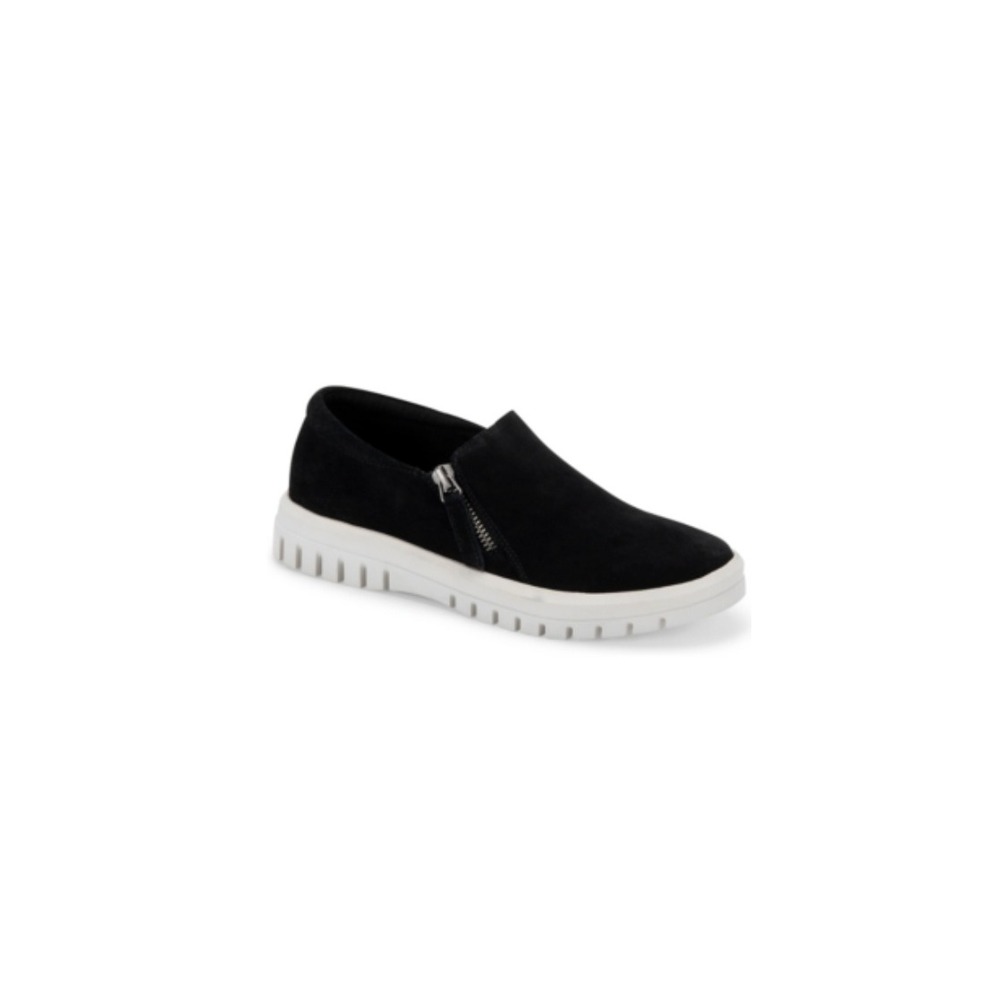Aqua College Flivia Black Suede Waterproof Zip Sneakers Women 6.5 M